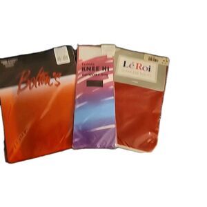 Lot Of Vintage Pantyhose, Knee Highs, Seamless Tights Knee Hi, Red Black Taupe